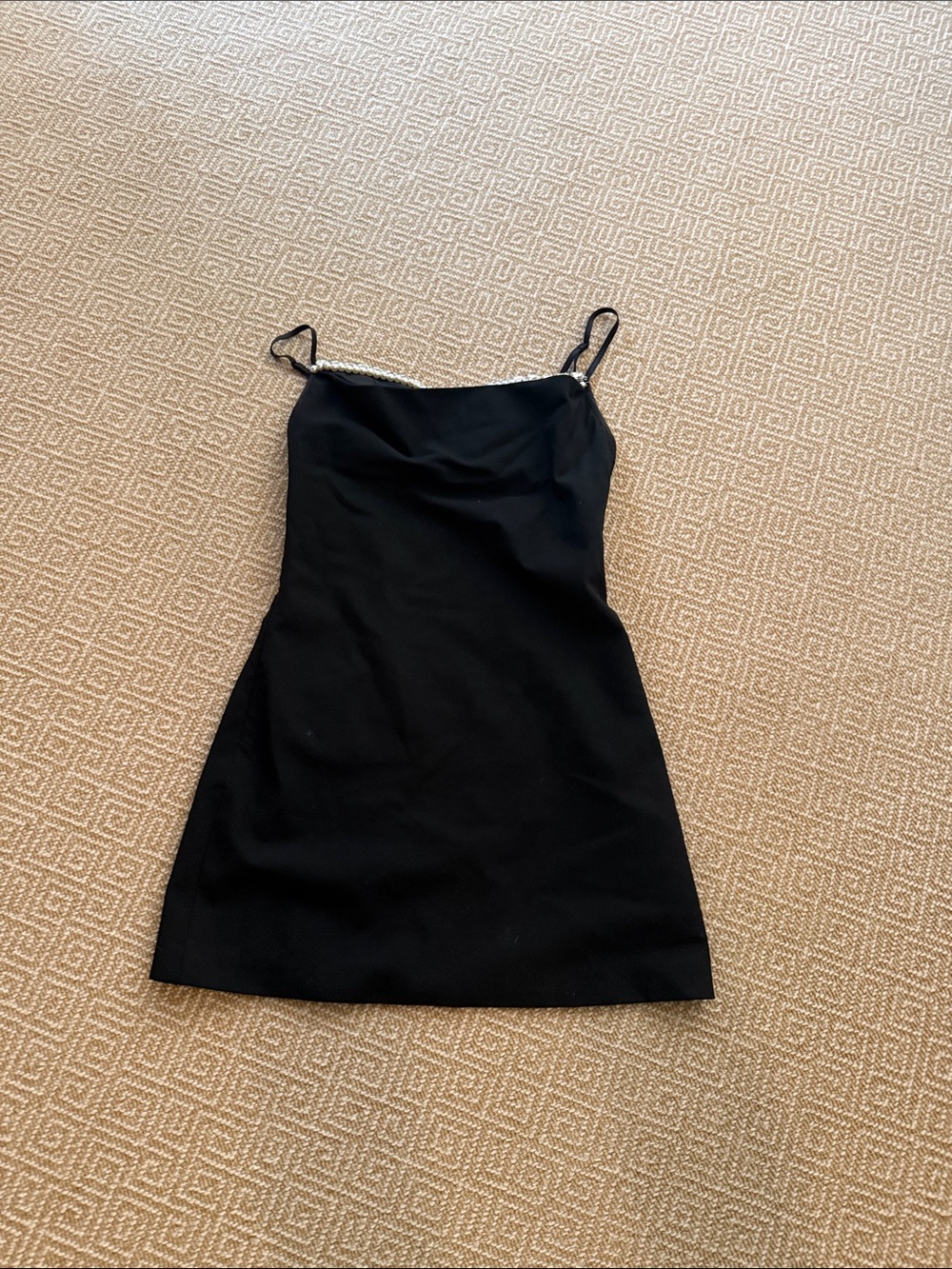 Nana Jacqueline Black Mini Dress with Rhinestone Straps
